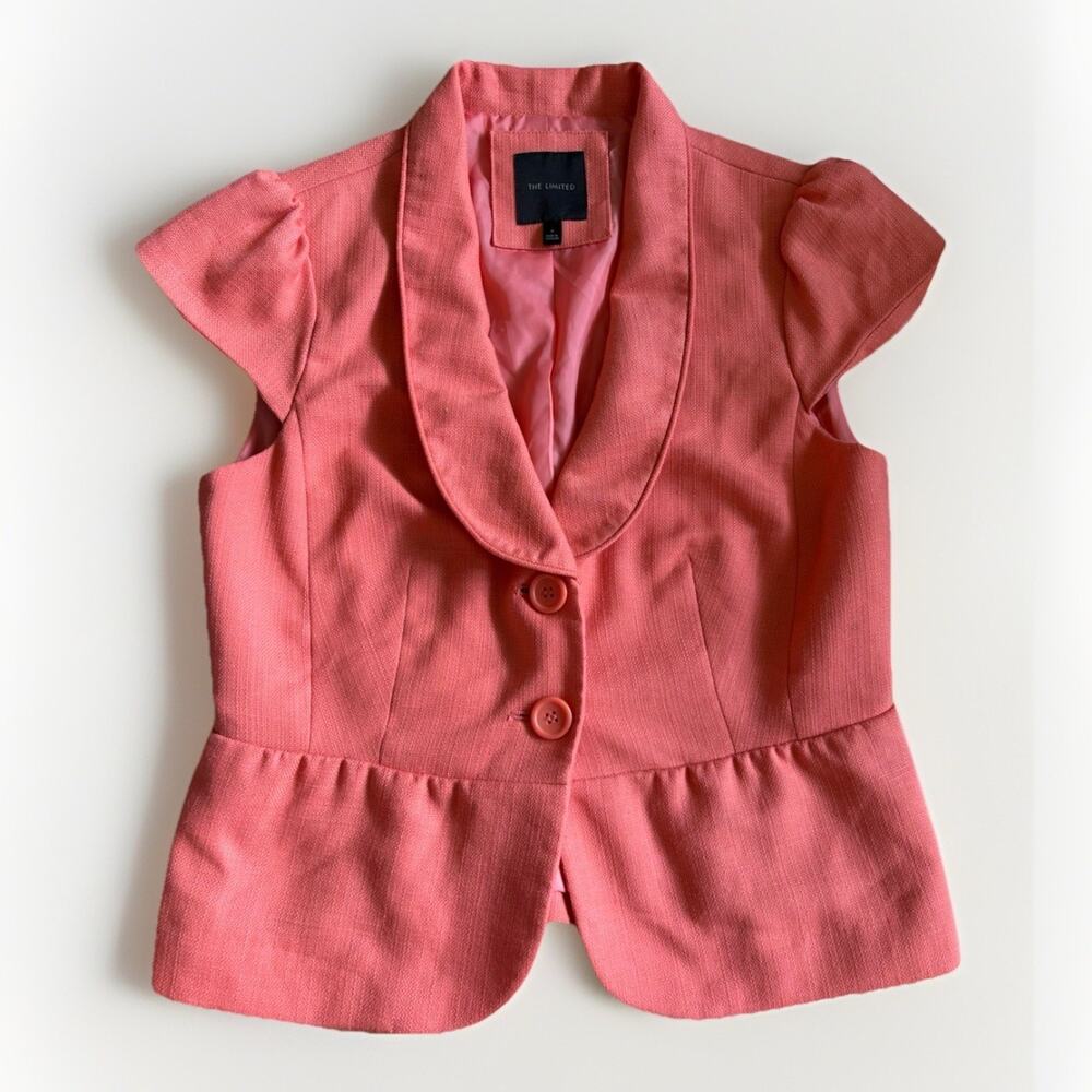 The Limited Coral Pink Short Sleeve Blazer
